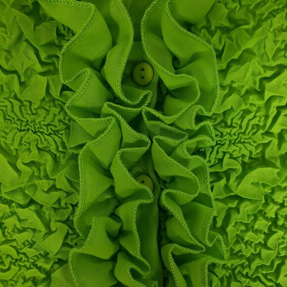 Great Cavalier St. Paul Womens Blouse Shell 2 Piece Large Green Button Ruffle - Picture 7 of 12